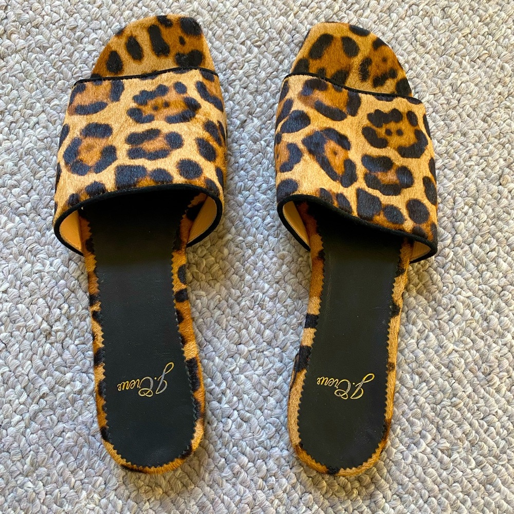 Jcrew Leopard Slides